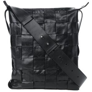 Bottega Veneta Black Intrecciato Messenger Bag